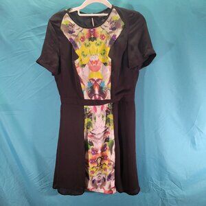 Prabal Gurung For Target Womens Size 6 Black Dress With Floral Multicolor Panel